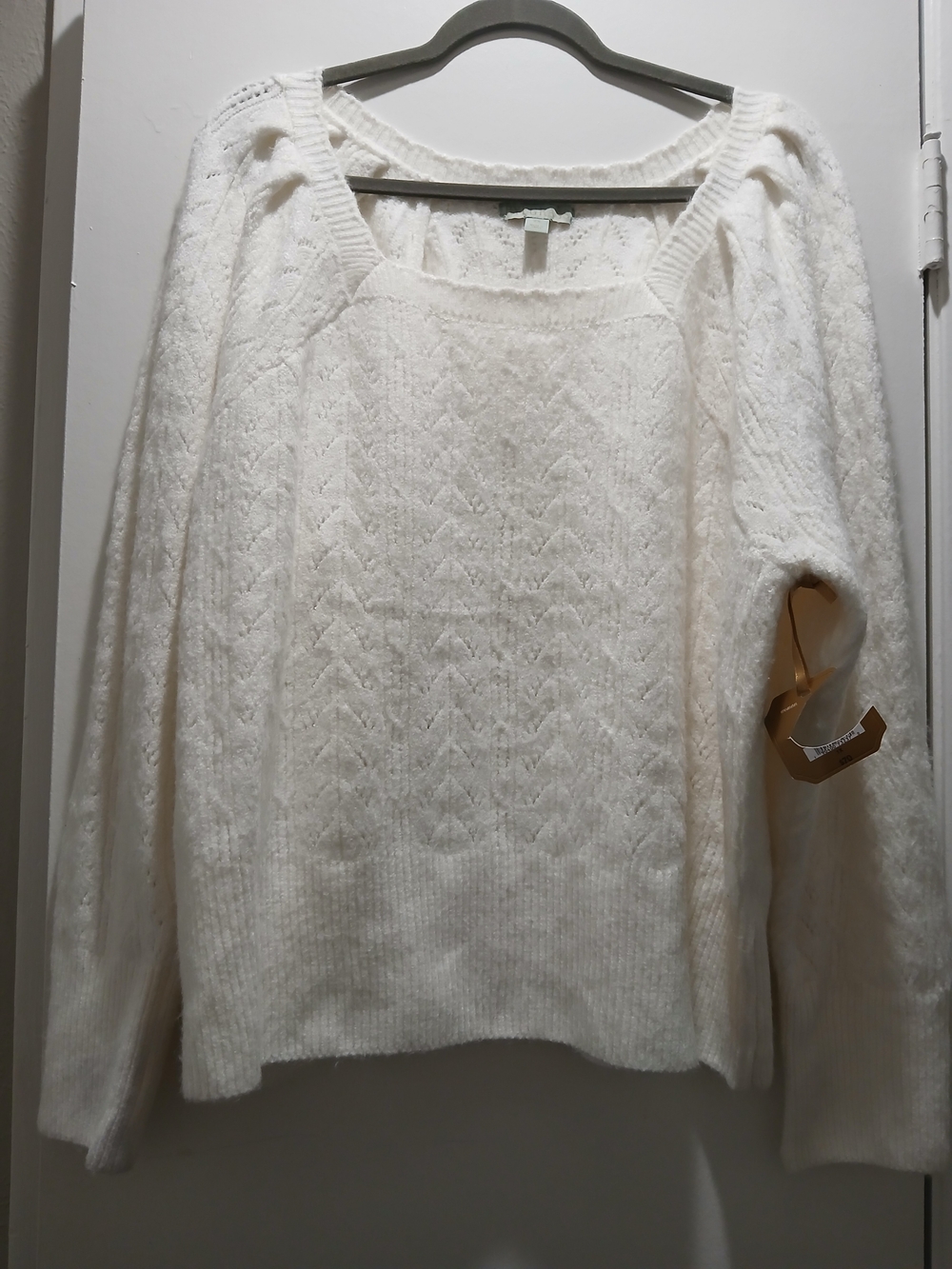 Cozy Square-Neck Cream Knit Sweater